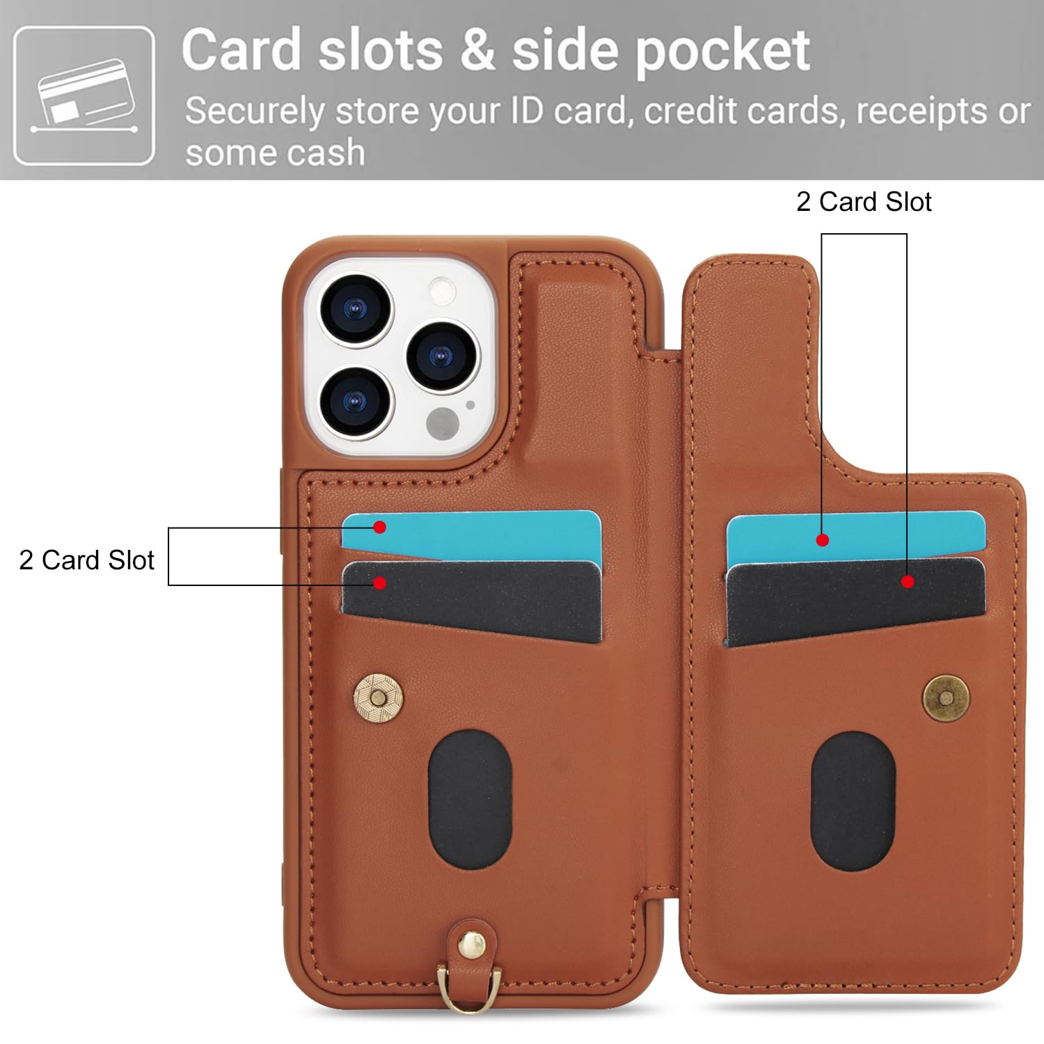 Asuwish Funda para teléfono IP 16 pro max SY001HD US funda marrón