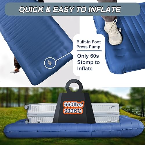 Miniatura 4 de Origem Colchoneta de dormir autoinflable para campamento, tapete de campamento ultra grueso de 5.5 pulgadas con bomba incorporada, tapete