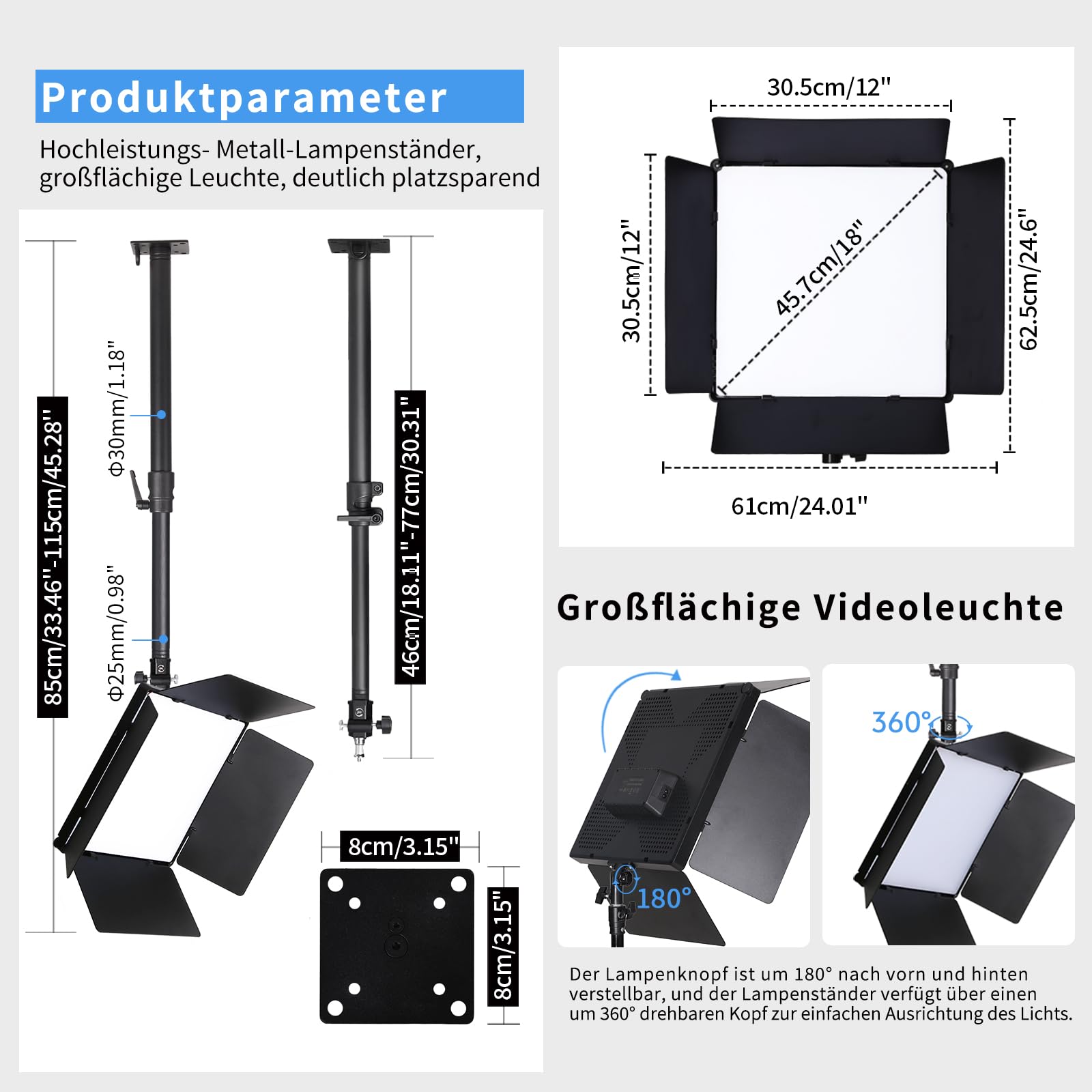 XPSYQIC 110W Kit d'éclairage Vidéo LED Grand Panneau Lumineux