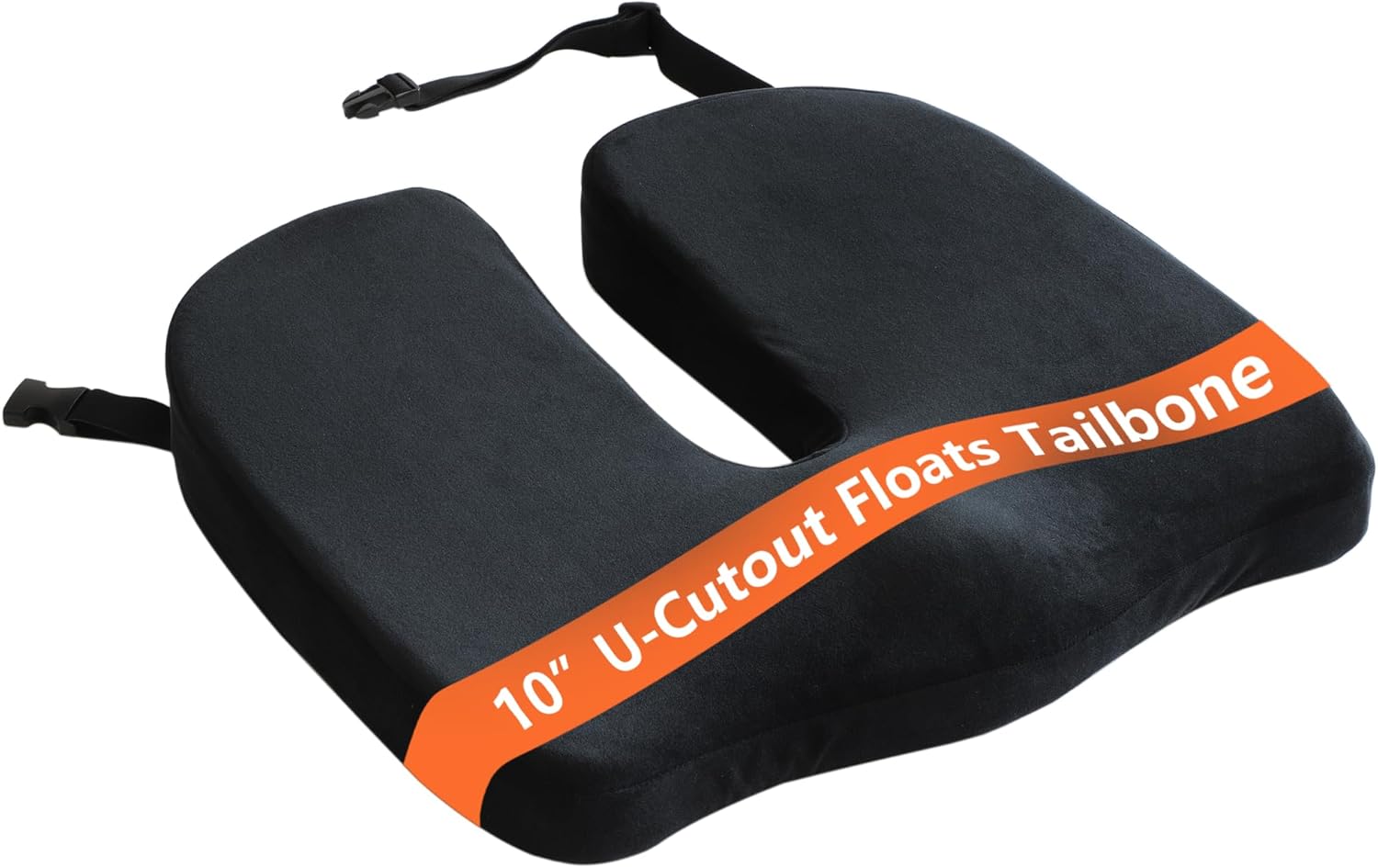Large Pressure Relief Office Car Seat Cushion,10-Inch Extended U-Cutout,Sciatica & Back Coccyx Tailbone Pain Relief Chair Pad,Memory Foam Butt Pillow for Computer Desk,Wheelchair, Car