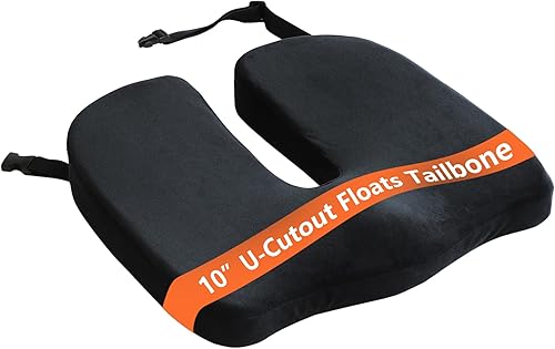 Cojín grande para asiento de automóvil de oficina, alivio de presión, corte en U extendido de 10 pulgadas, ciática y espalda, coxis, coxis, alivio