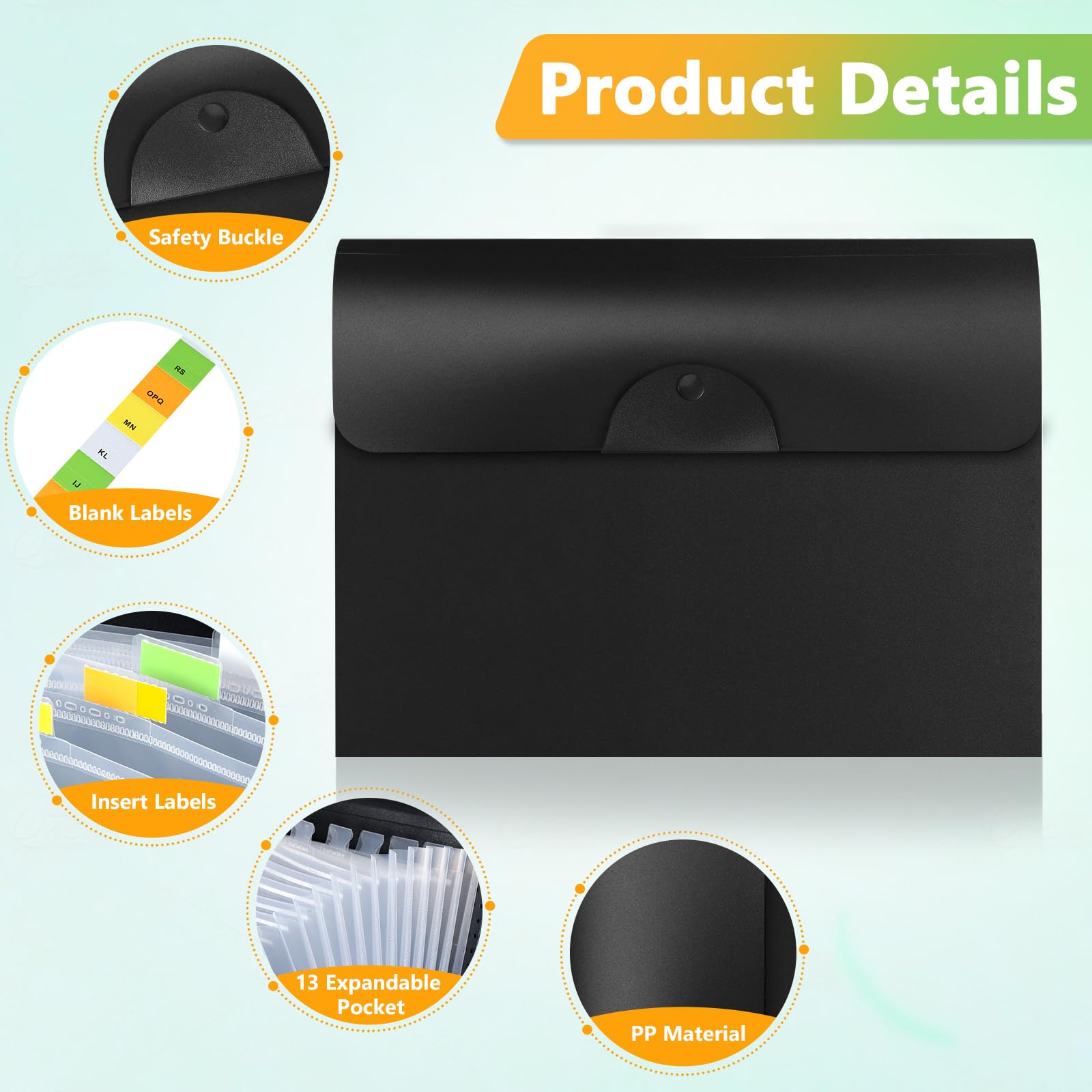 Brencco File Organiser, 13 Pockets Expanding File Folder, Document Organiser, Folders for Paperwork A4 for Home Office, and School - Image 3