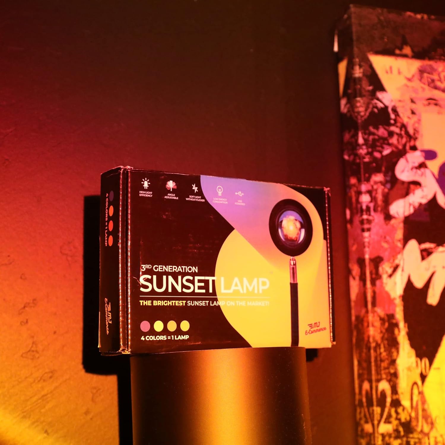 Sunset Lamp | TikTok Projector Light, Multiple Colors | Modern Sunrise | USB Night Lighting for Atmosphere | Sleep Room Decor | Aesthetic Photography | Multi-Colored - 3rd Generation