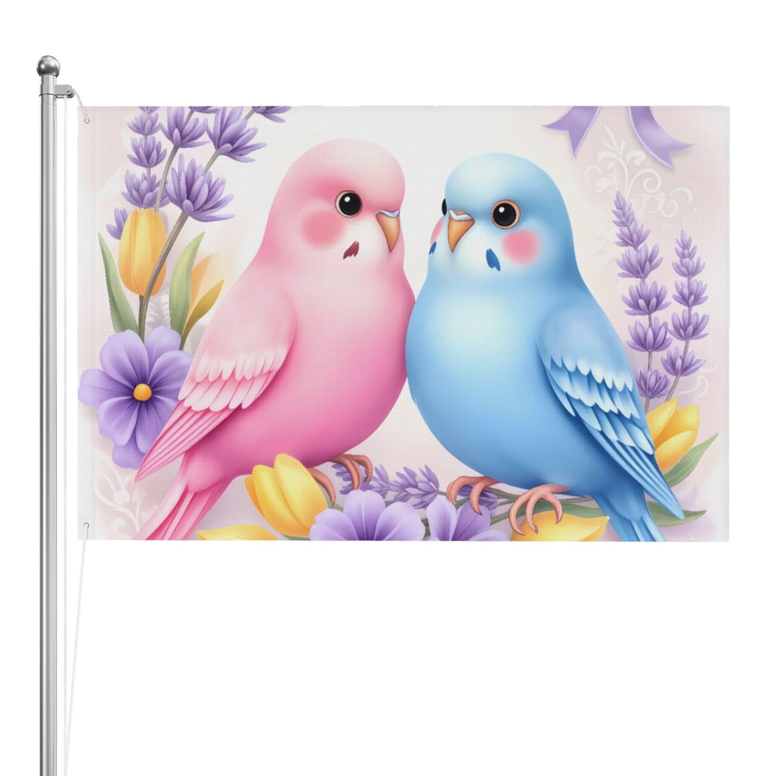 Drapeau oiseau amoureux pour embellir votre cour et terrasse avec des couleurs vives en été