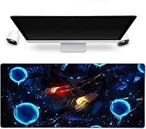 DHSBD Gaming Grote Muismat Blauw Cartoon Dierenpatroon Toetsenbord Pad Vergrendelrand Rubberen Muismat Kantoor Laptop Bureau Mat 900x450x3mm