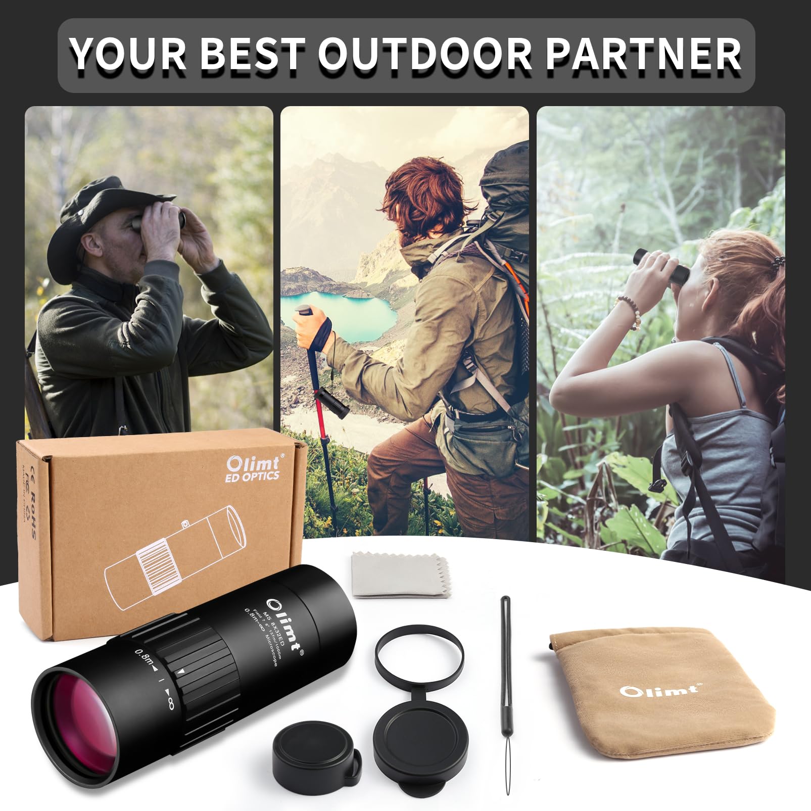 Olimt Telescopio monocular de 8 x 32 Pulgadas, monoculares compactos de Bolsillo para Adultos
