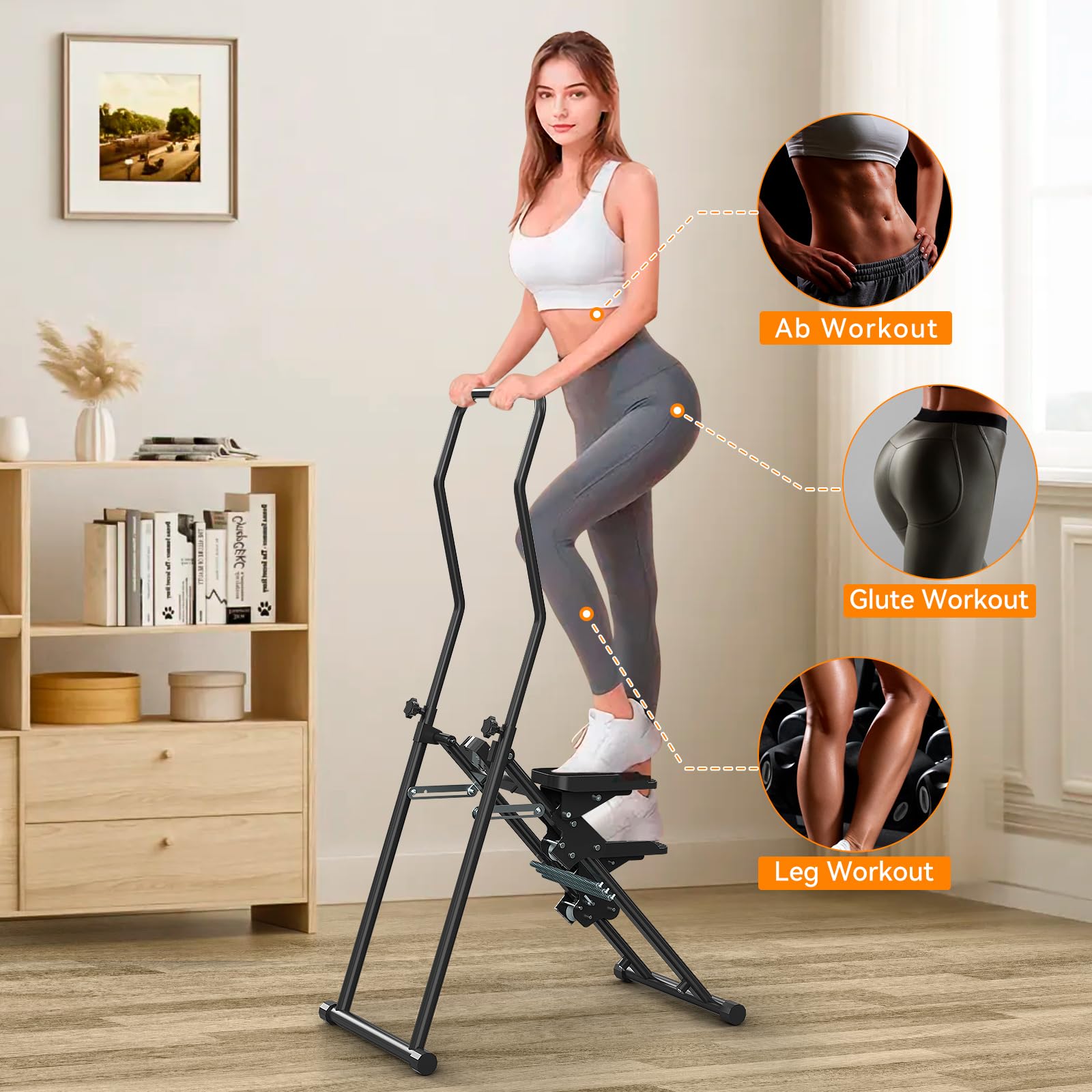 Stepper schodowy do treningu domowego, składana maszyna do wspinania się po schodach z dużymi pedałami, pionowy wspinacz do ćwiczeń całego ciała, pojemność 110 kg, kompaktowa i regulowana, do domowego
