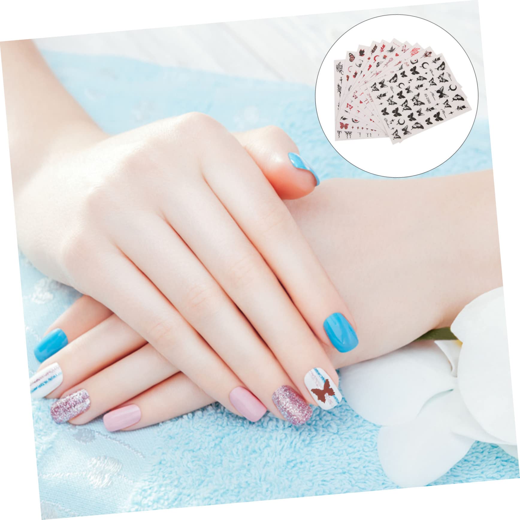 5 Set Adesivi Per Unghie Tema Stickers Per Nail Art Decorazioni Unghie Autoadesive Design Per Feste 12 Fogli*5