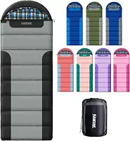 Saco de dormir com forro de flanela de algodão para adultos, adolescentes, crianças, clima frio e quente, 3 estações, equipamento essencial de acampamento compacto leve, caminhadas, atividades ao ar