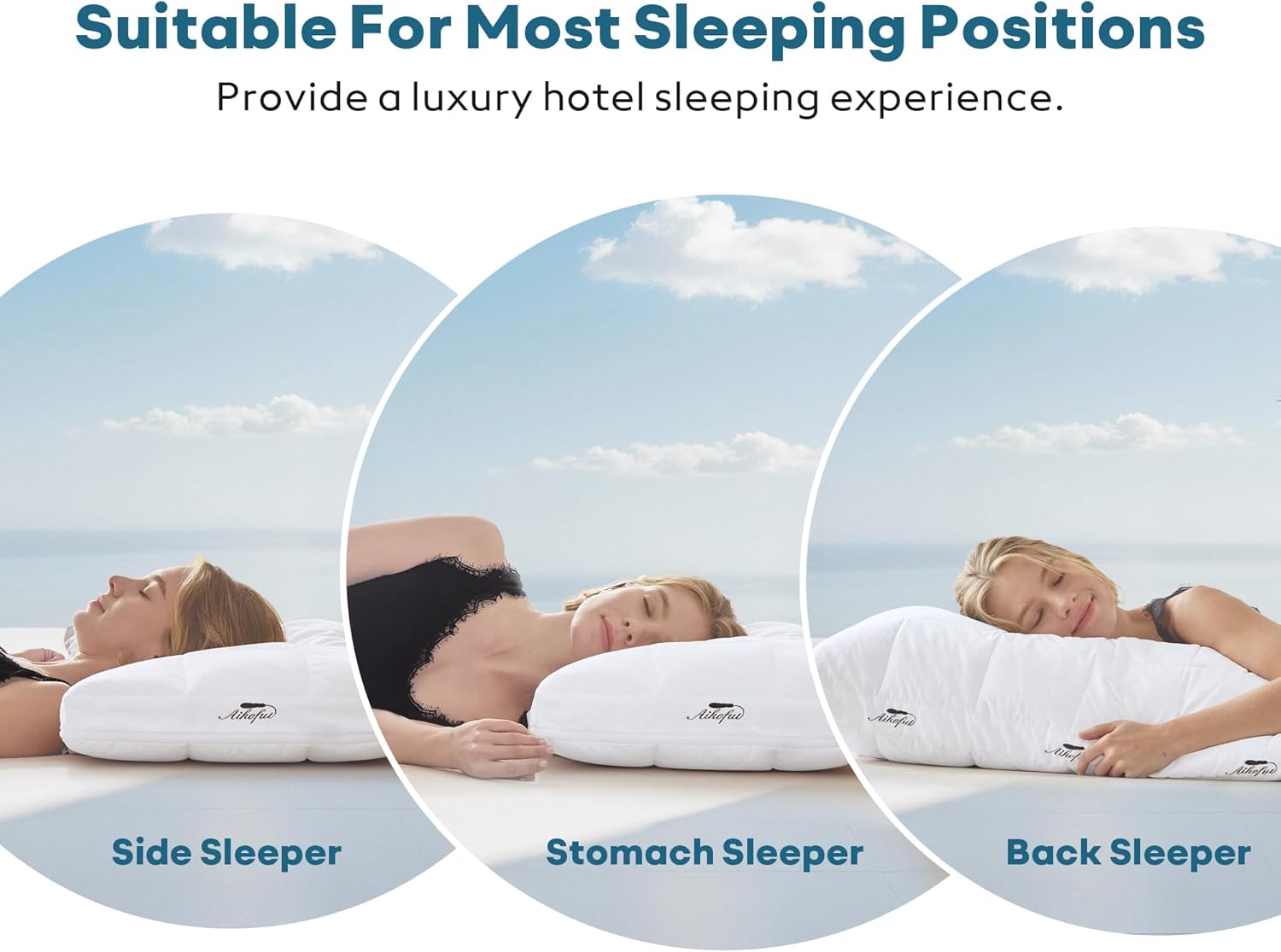 Adjustable Bed Pillows Set of 2, Down Pillows for Side, Back & Stomach Sleepers(Standard Size, 18”x24”)
