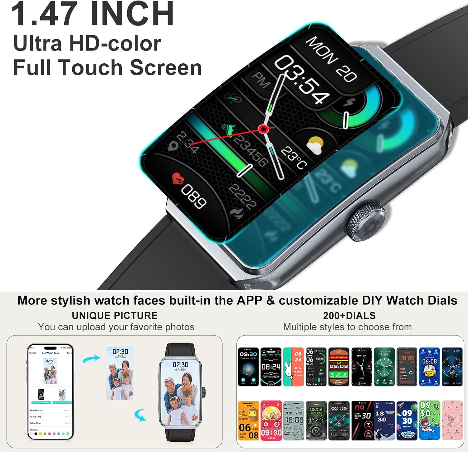 Fitness Tracker with Heart Rate, Blood Oxygen, Sleep Monitor, 100+ Sports Modes Smart Watches for Women Men, Activity Step Trackers Smart Watch for Android iOS Phones - Image 4