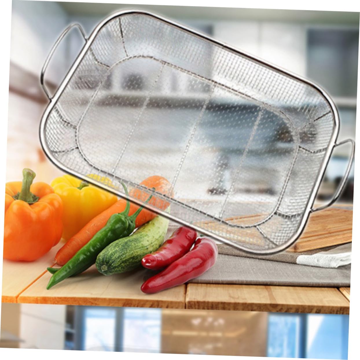 Cestello Barbecue in Acciaio Inox Argento, Drenante e Portatile | Barbecue, Struttura Multifunzione, Finitura Argento, Adatto a Amici e Colleghi, Uso Pratico All'aperto