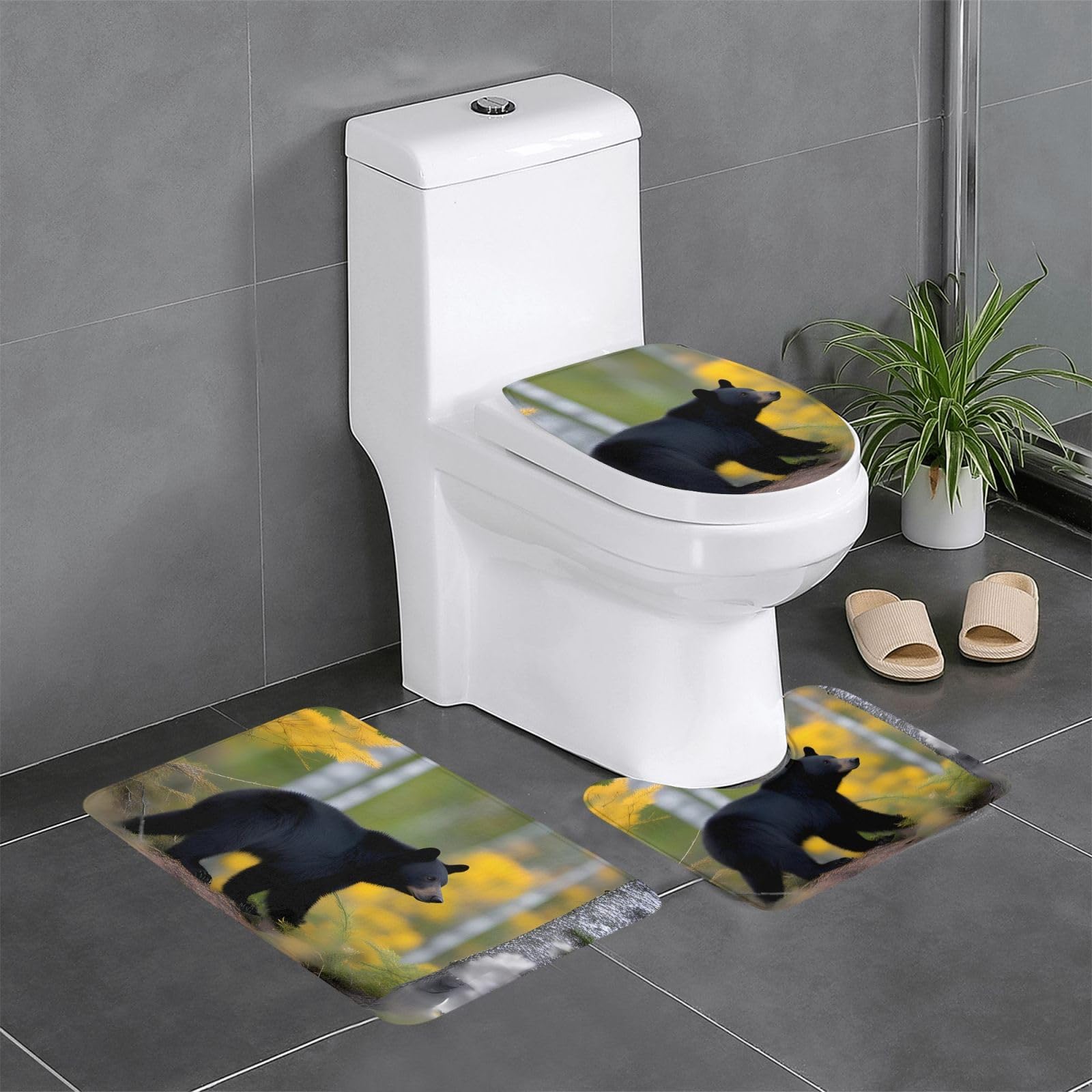 Tapis de bain ours noir pour éviter les glissades sur sol humide