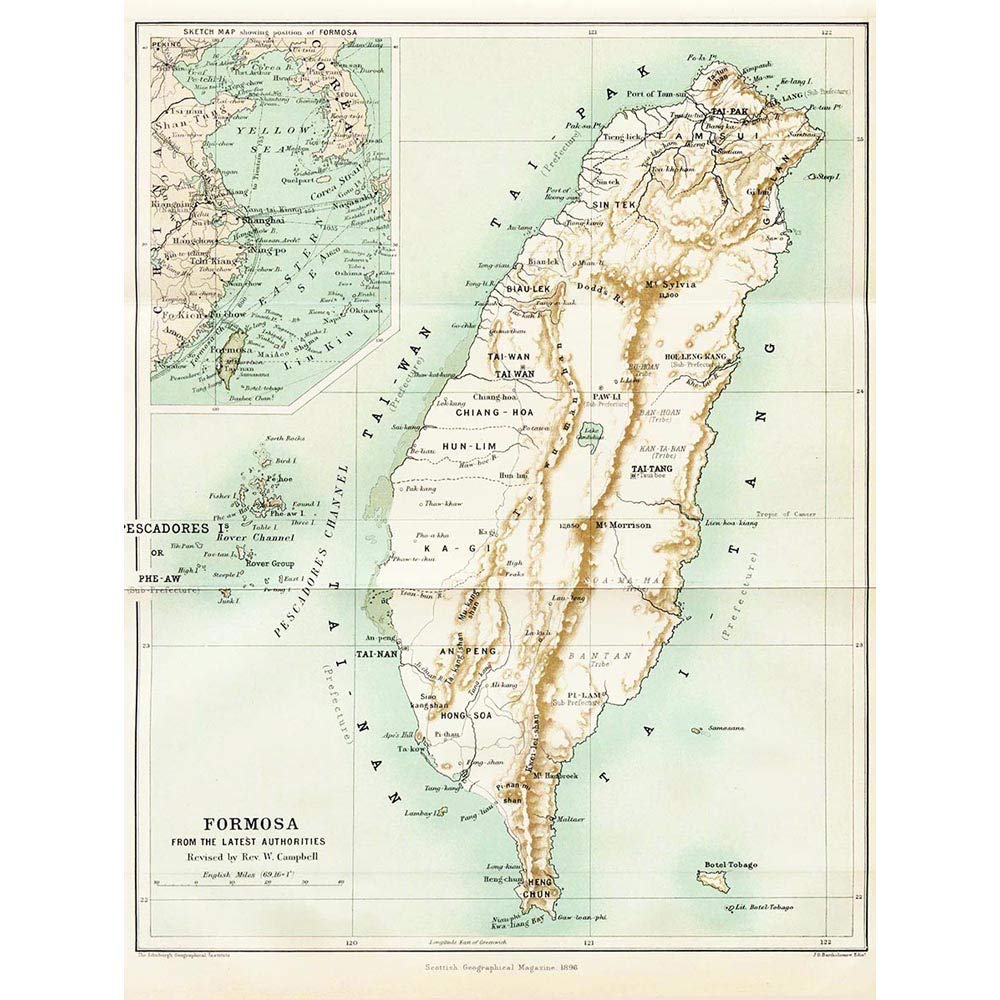 Amazon.co.jp: Map Taiwan Formosa Vintage History Art Print Poster