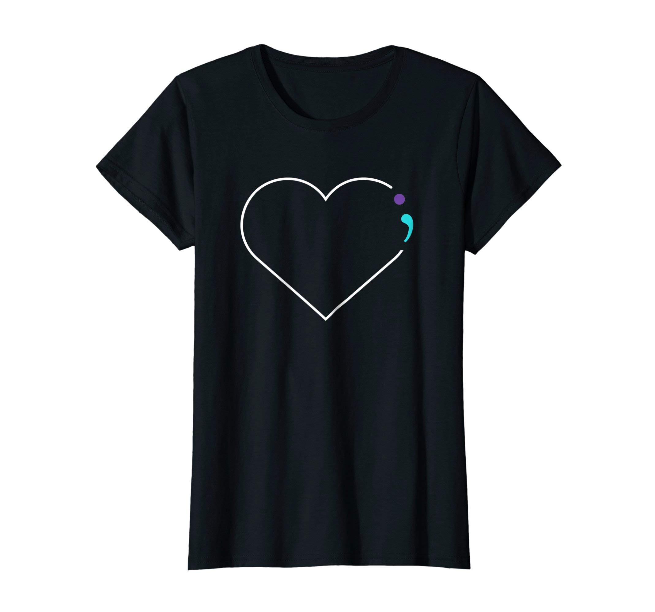 Suicide Awareness By 313 DesignsHeart Semicolon Mental Health Awareness T-shirt