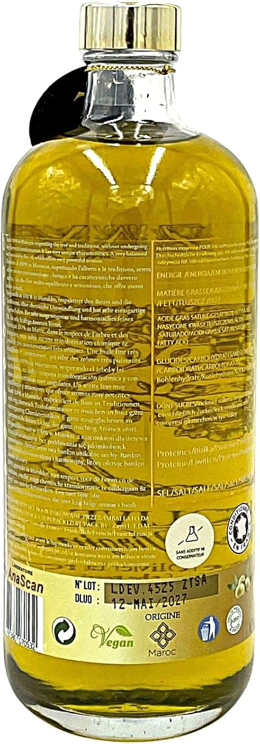 Huile d'Olive Extra Vierge du Maroc 700ml – Première Pression à Froid, Non Filtrée, Zéro Résidu de Pesticides, Pure, Non Mélangée