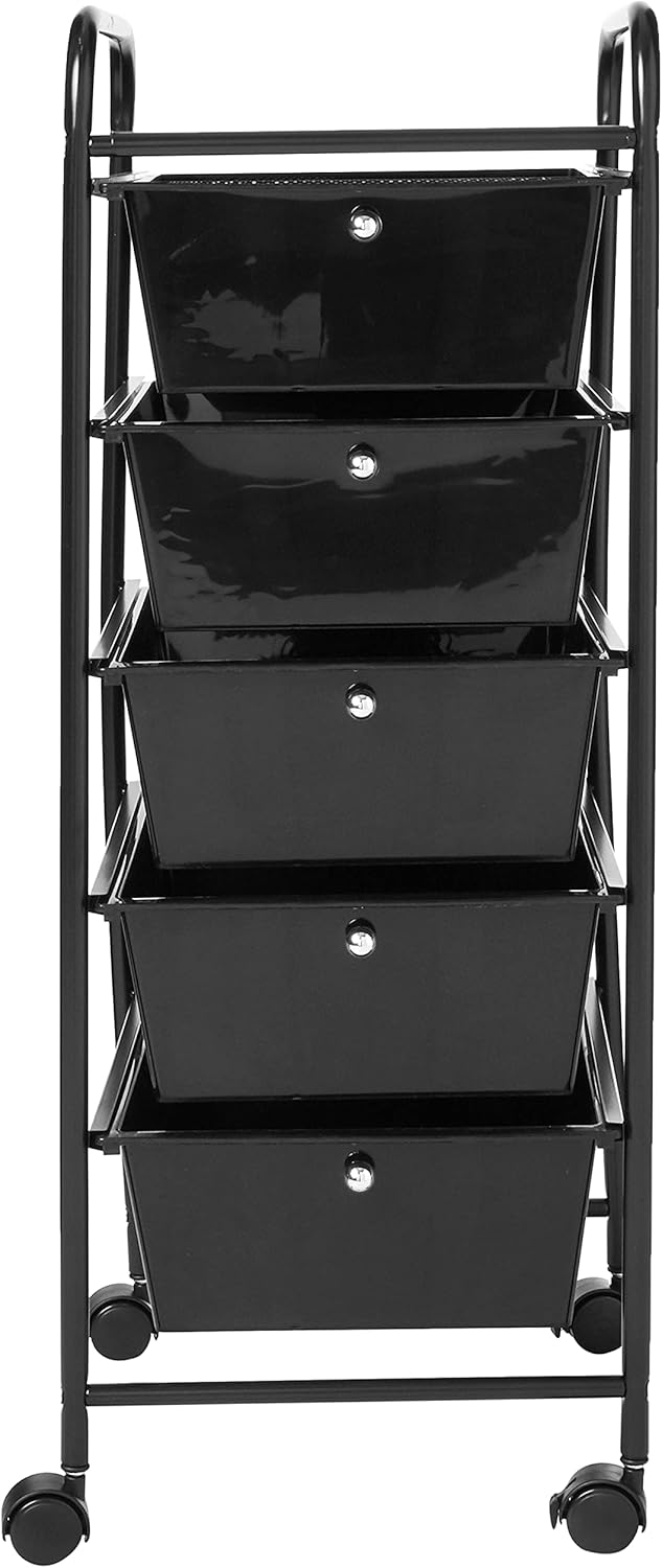 Urban Shop 5 Drawer Rolling Storage Cart, Black : Office Products