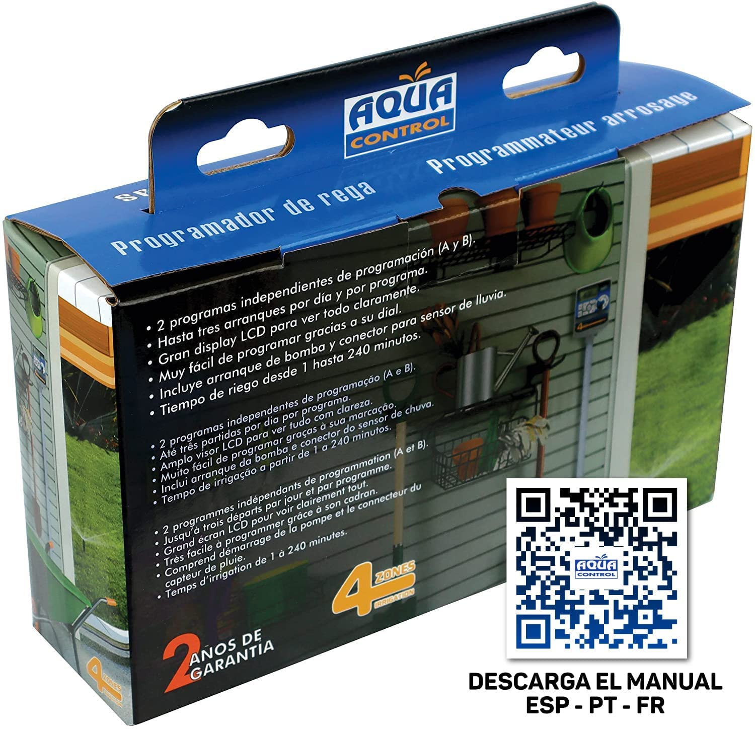 Aqua Control C1114 Programador de Riego Automático para Jardín con Transformador y pantalla LCD, Apto para hasta 4 Zonas de Riego