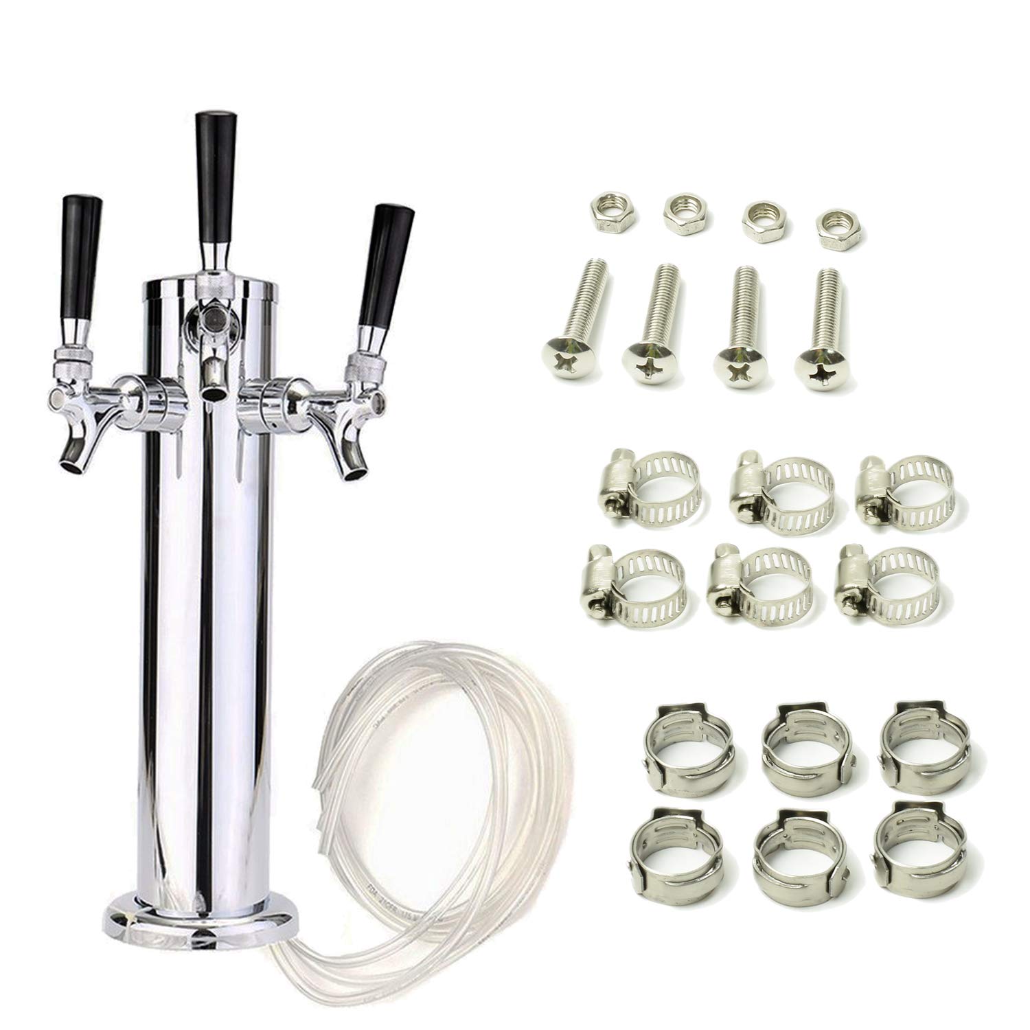 MGGi Draft Kegerator Tower Beer Dispenser Kit, Stainless Steel 3 Tap