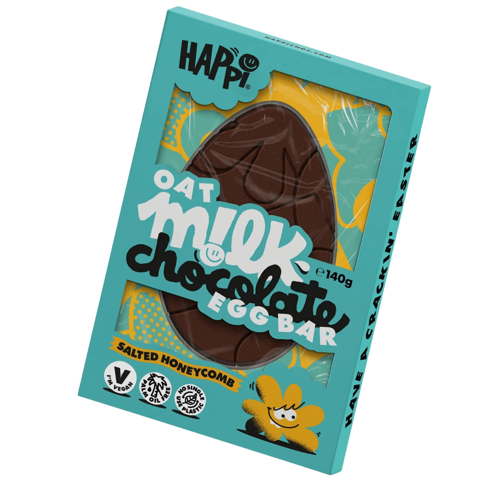 Happi Salted Honeycomb 140g Oat Milk Vegan Easter Egg Bar | Vegan Easter Chocolate | Easter Eggs for Adults and Kids - Soya Free Easter Eggs
