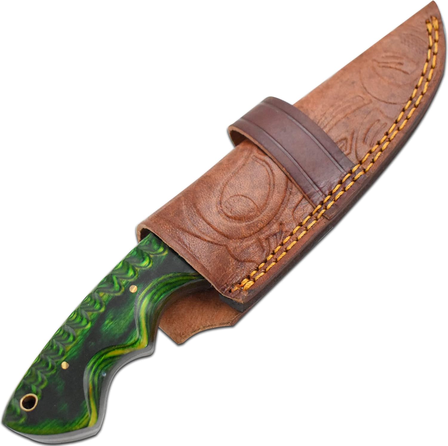Handmade Real-Damascus Steel Fixed-Blade Hunting Skining Knife (503)