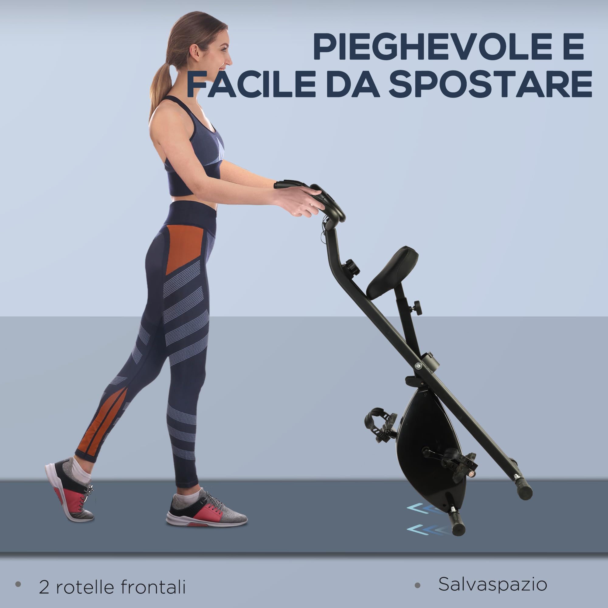 HOMCOM Cyclette Pieghevole 2 In 1 Con Resistenza Magnetica Regolabile A - Foto 10