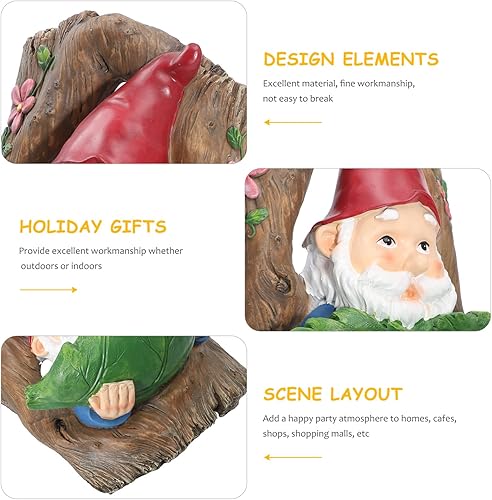 Miniatura 5 de Happyyami 1pc Hanging Tree Feeder Gnome Hummingbird Feeder Gnome Tree Hugger Decoraciones Navideñas para Exteriores Hanging Hummingbird Feeder Tree