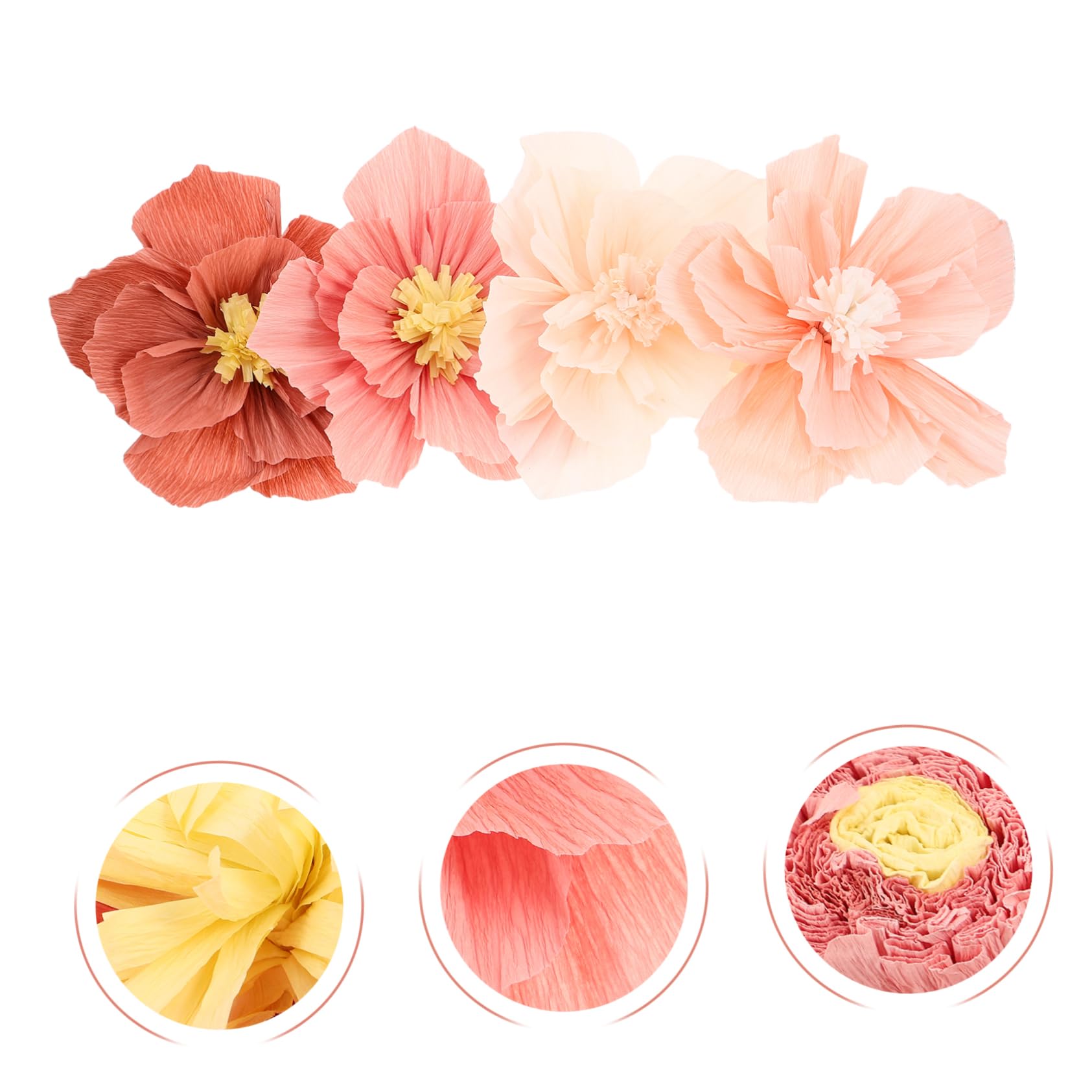 HAWILLOSCH 24pièces Fleurs Papier Crépon pour Décoration Murale Fleurs Artificielles Lifelike pour Mariages Fêtes Et Événements Spéciaux Variété De Couleurs Et Facile à Installer
