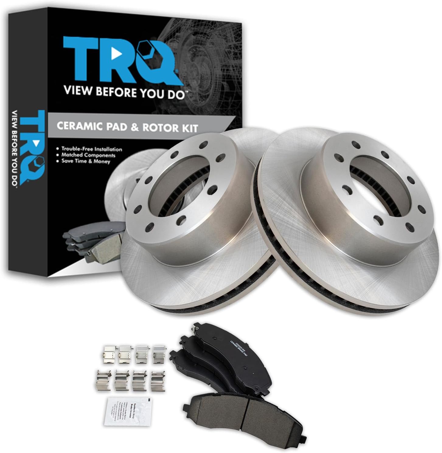 TRQ Front Ceramic Brake Pad and Rotor Kit for Ram 2500/3500 (Front)