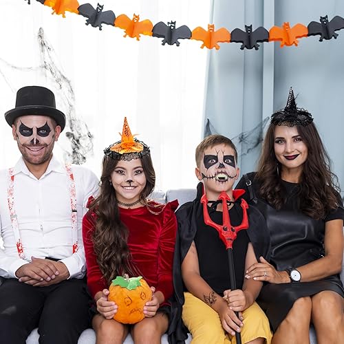 Miniatura 7 de ZeeDix Diadema de sombrero de plumas de bruja de Halloween, bonito tocado de bruja para disfraz de Halloween, suministros de mascarada