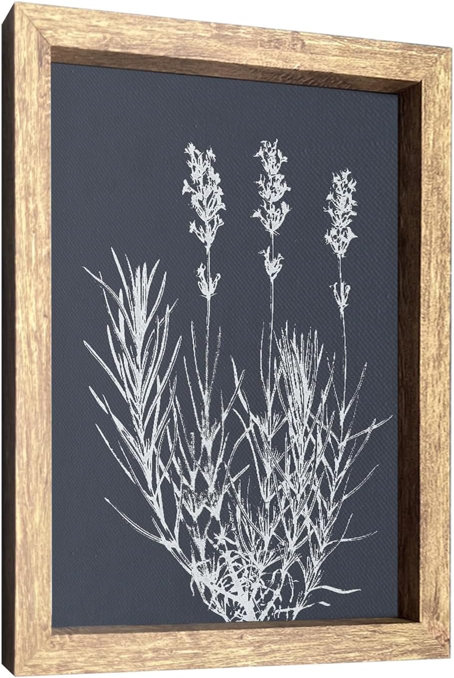 Botanical Wall Art Print – White Leaves On Brown Background, Rustic Wood Frame, 8x10 Inch Modern Farmhouse Decor For Kitchen, Living Room