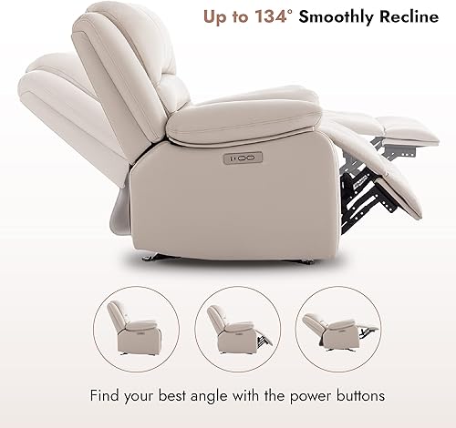 Miniatura 4 de Watson & Whitely Silla reclinable eléctrica para adultos, silla reclinable eléctrica de piel sintética para sala de estar y guardería, sillón