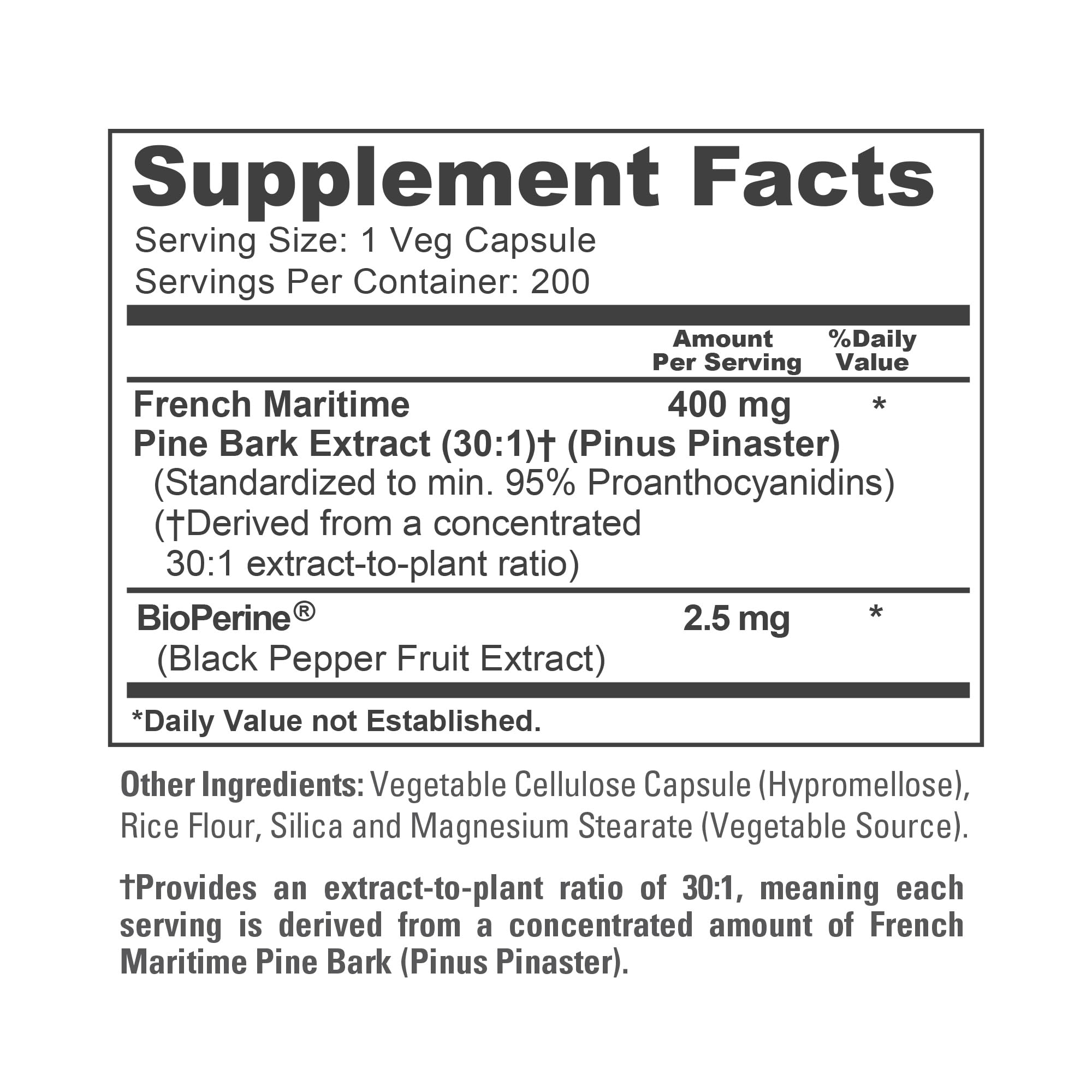 French Maritime Pine Bark, Vegan, 400mg, 200 Veg Capsules - 200 Servings — Amazon image 4