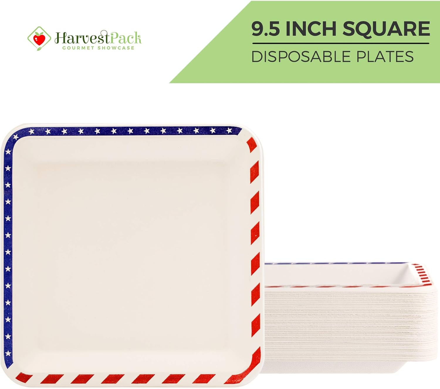 Exclusive Discount 60% Price HARVEST PACK 9.5-inch Square Disposable Compostable Paper Plates, Made From Eco-Friendly Plant Fibers [50 COUNT]