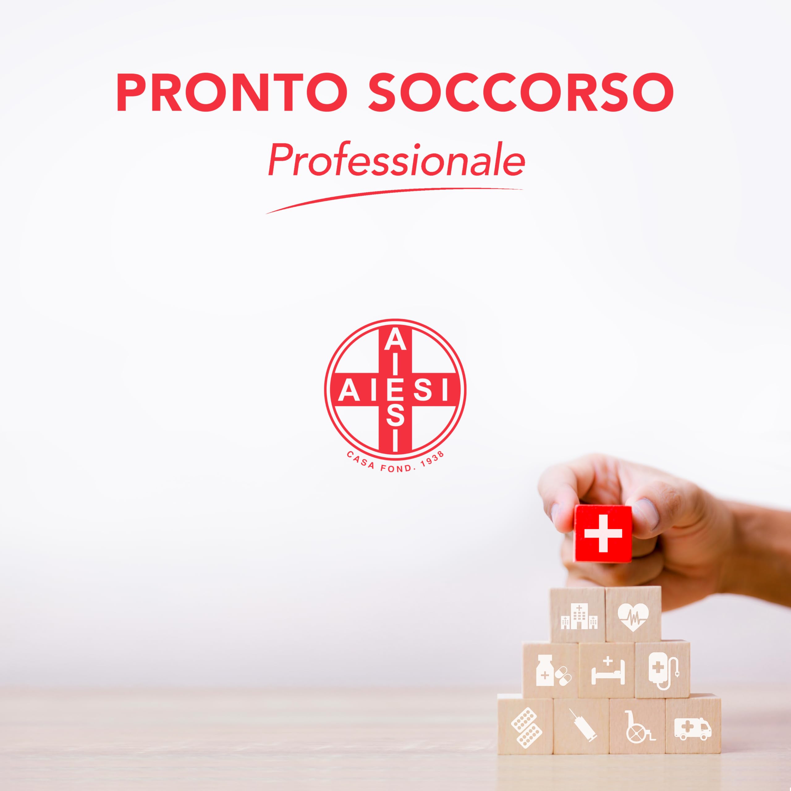 AIESI® Kit di Pronto Soccorso professionale con TERMOMETRO e DISINFETTANTE per auto casa viaggio barca moto trekking EASY AID KIT, Borsa di emergenza completa per medicazione, Made in Italy