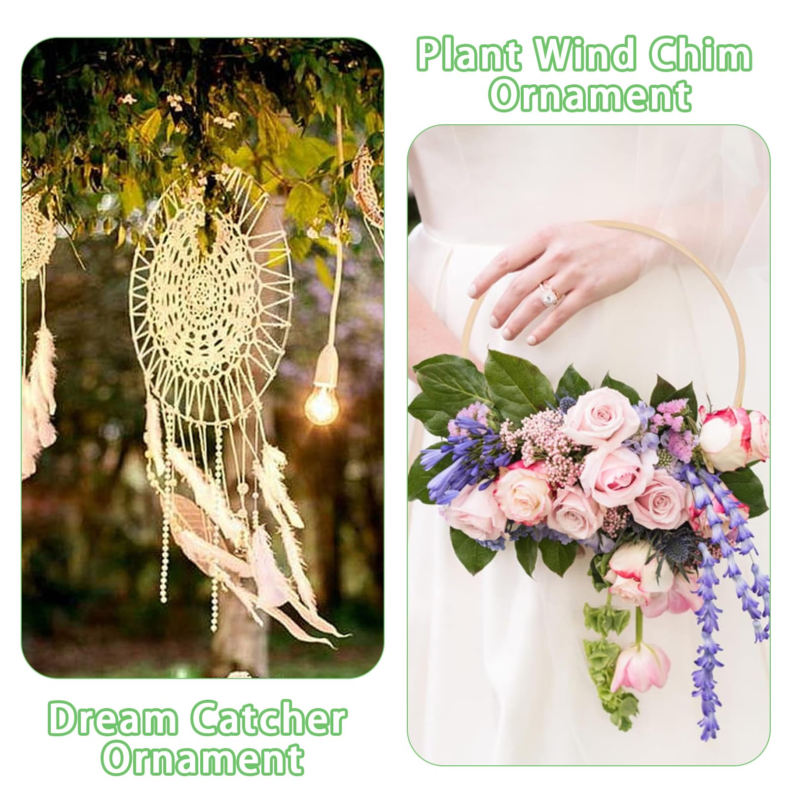 Droom Bamboe Ringen, Houten Cirkel Ronde Catcher Diy Hoepel Geschikt Voor Bloemenkrans Huis Tuin Plant Decor Opknoping Mand 10cm