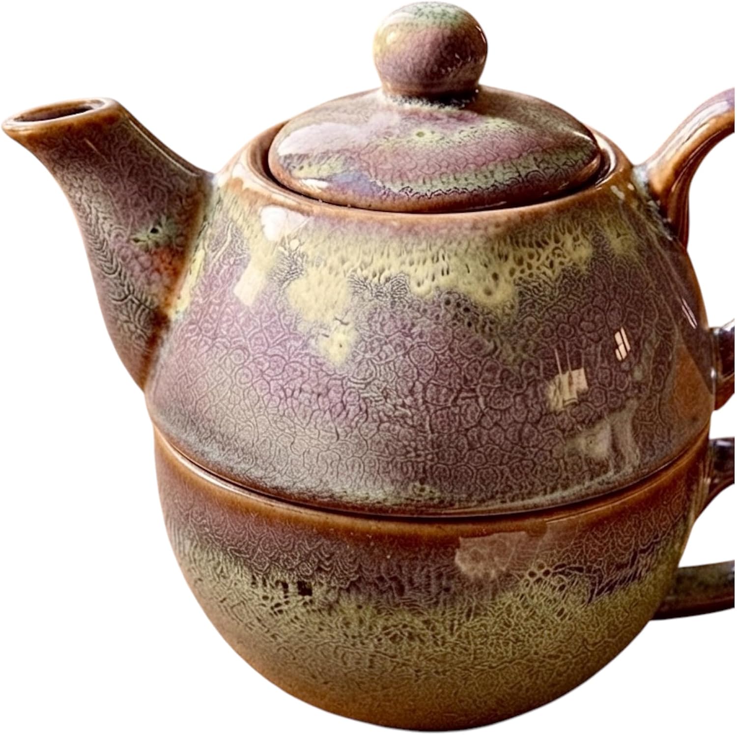 Handmade Ceramic Tea for One Set, Stacking Teapot & Cup, Japanese Style