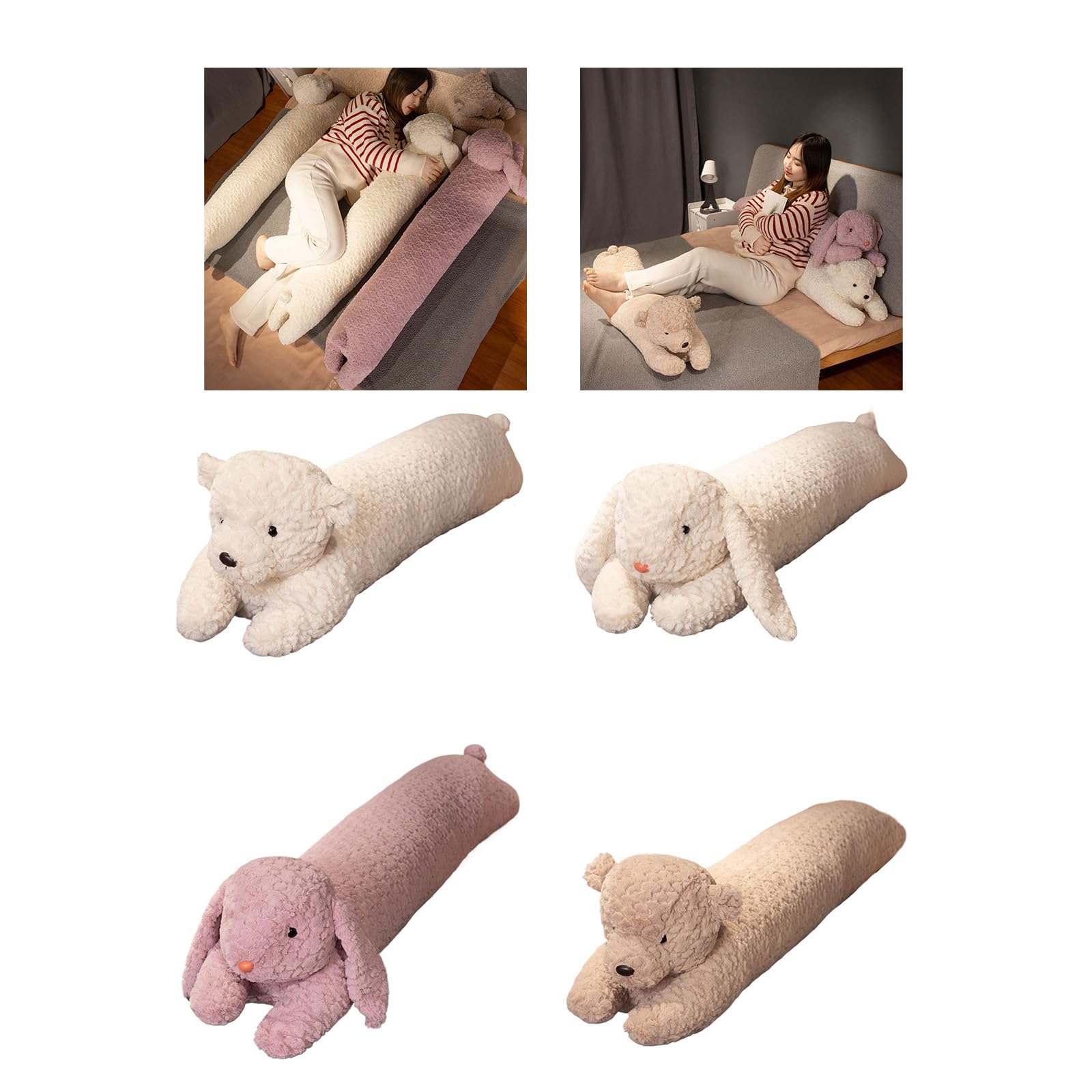 Bonita almohada larga funcional con forma de animal con diseño de dibujos animados para niños y adultos, almohada de regalo de cumpleaños para mujeres