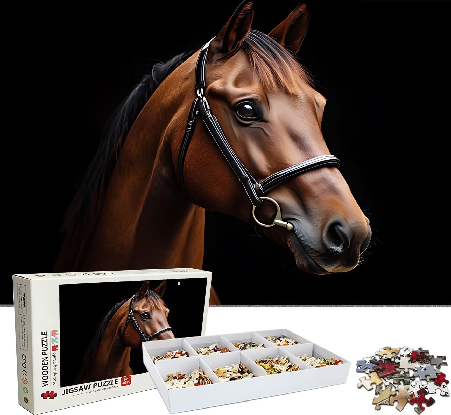 Puzzle 1500 Teile, Holzpuzzle Erwachsene - Impossible Puzzle 87 x 57 cm niffliges Denkspiel & Denksport für Frauen & Männer, Familienspiel für Spieleabende, Geschenk für Frauen Pferd Tier w0-525