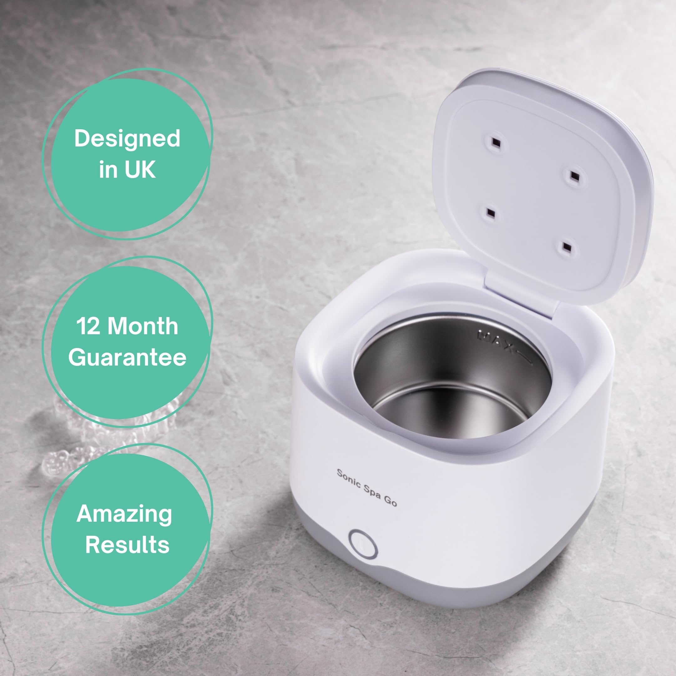 Ultraschall-Aligner, Retainer & Zahnersatzreiniger mit Boostab-Tabletten – kabelloser, tragbarer Reinigungspad für Invisalign, Aligner, Mundschutz & Mundgeräte (weiß)