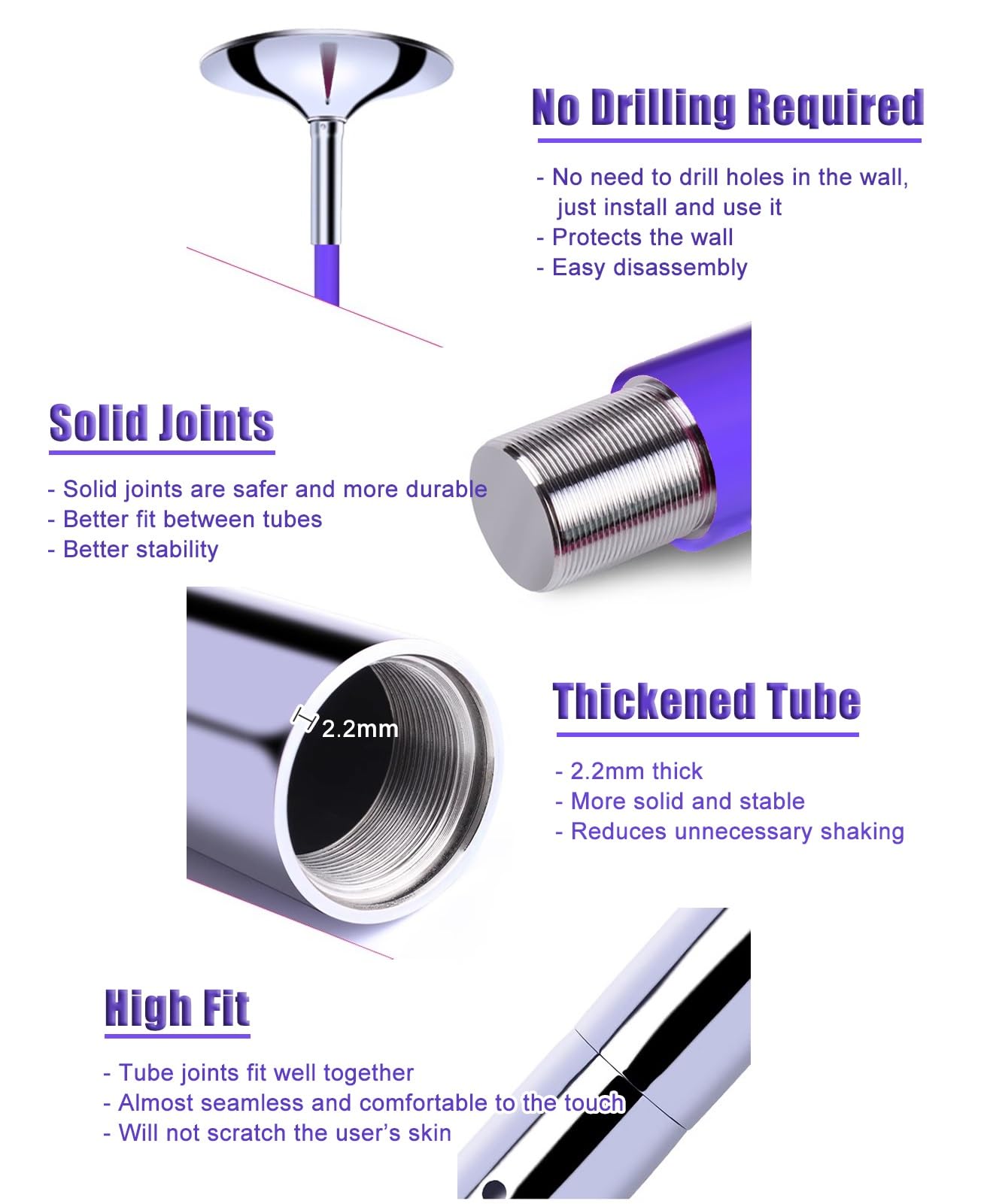 Amazon.co.jp: ポールダンス 回転ダンスポール パープルシリコン