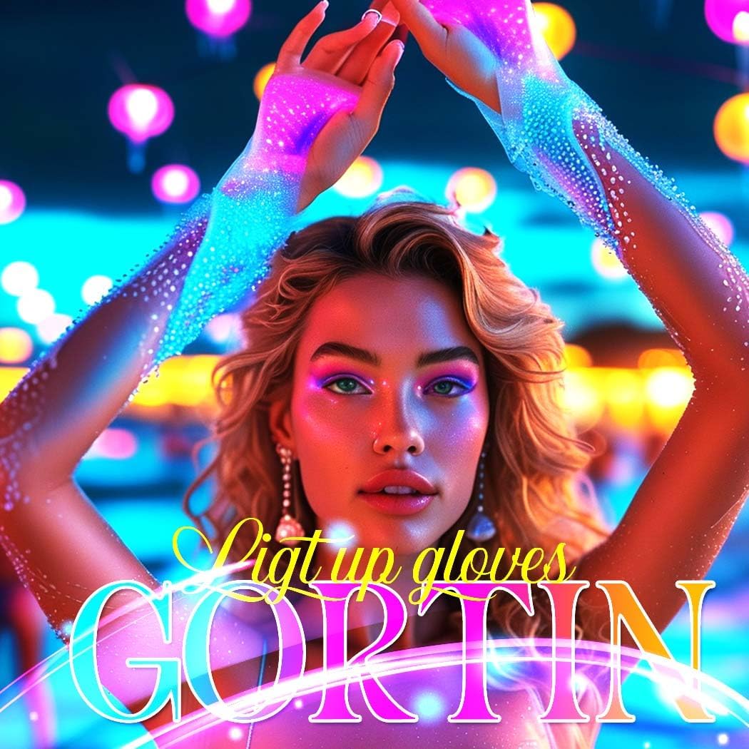 GORTIN Light up Mermaid Fingerless Gloves Elbow Length Cosplay Glove Rave Costume Accessories for Women - Image 5