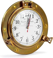 Nagina International 9 " Antique Brass Premium Nautical Wall Decor Vintage Time's Clock | Pirate's photo Nagina International 9 " Antique Brass Premium Nautical Wall Decor Vintage Time's Clock | Pirate's