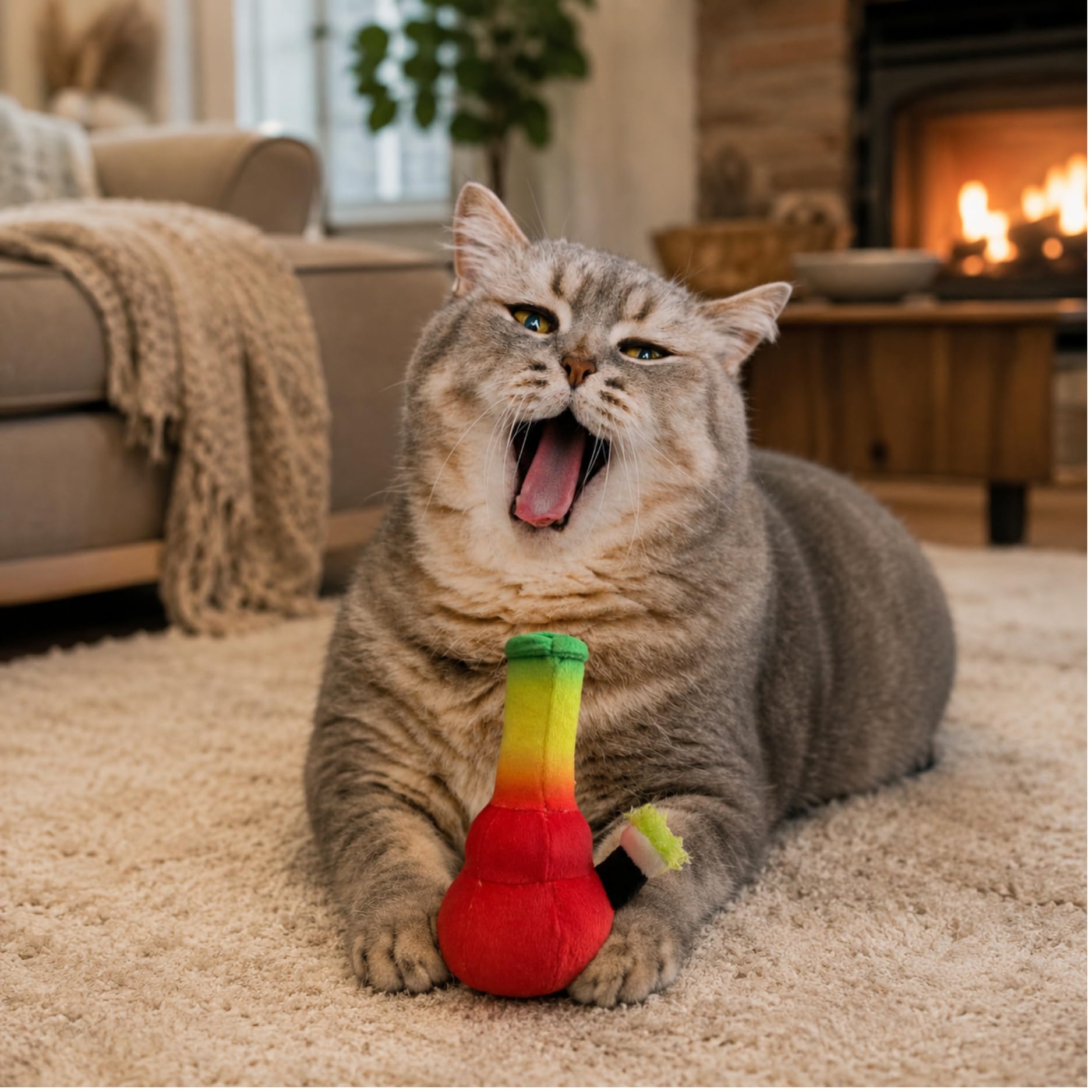 My Name is Lil Bo da Bong, lustiges Katzenminze-Unkraut-Thema, Katzenspielzeug, niedliche gefüllte Parodie Rasta-Topfbong, cooles Plüsch-420-Geschenk für Katzen und Kätzchen, zum Spielen und als