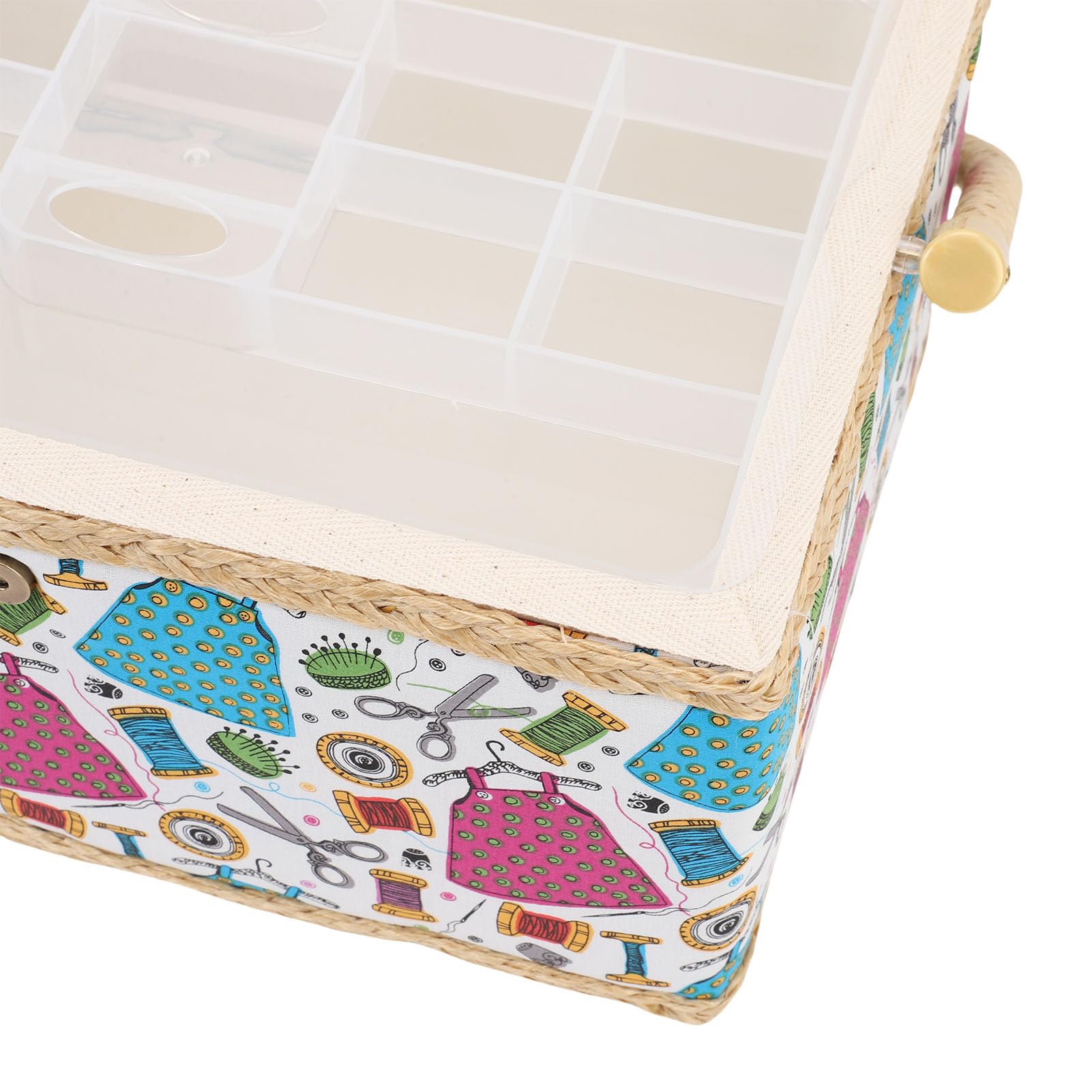Generic 2-lagiger Nähkasten mit Großem Fassungsvermögen, Aufbewahrungsbox für Nähzubehör mit Griff und Abnehmbarer Ablage, Korb für Bastelbedarf, Aufbewahrungsbox für Scheren, Nadeln und Stecknadeln