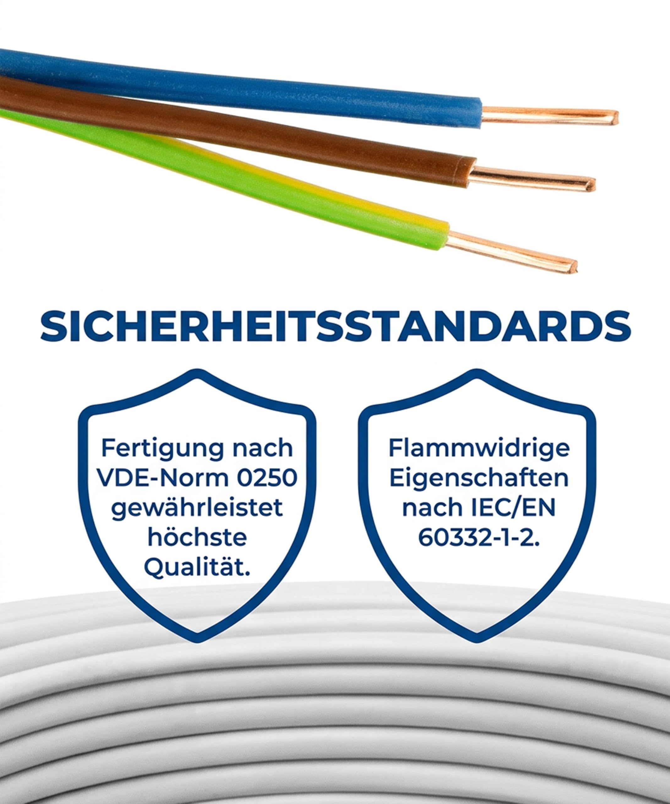 JÄGER 50 m NYM-J Mantelleitung, Installationskabel 3 x 1,5 mm², VDE zertifiziert, Kupferleitung für Unterputz und Aufputz, Feuchtraumleitung flammwidrig, Ringware für Elektroinstallation