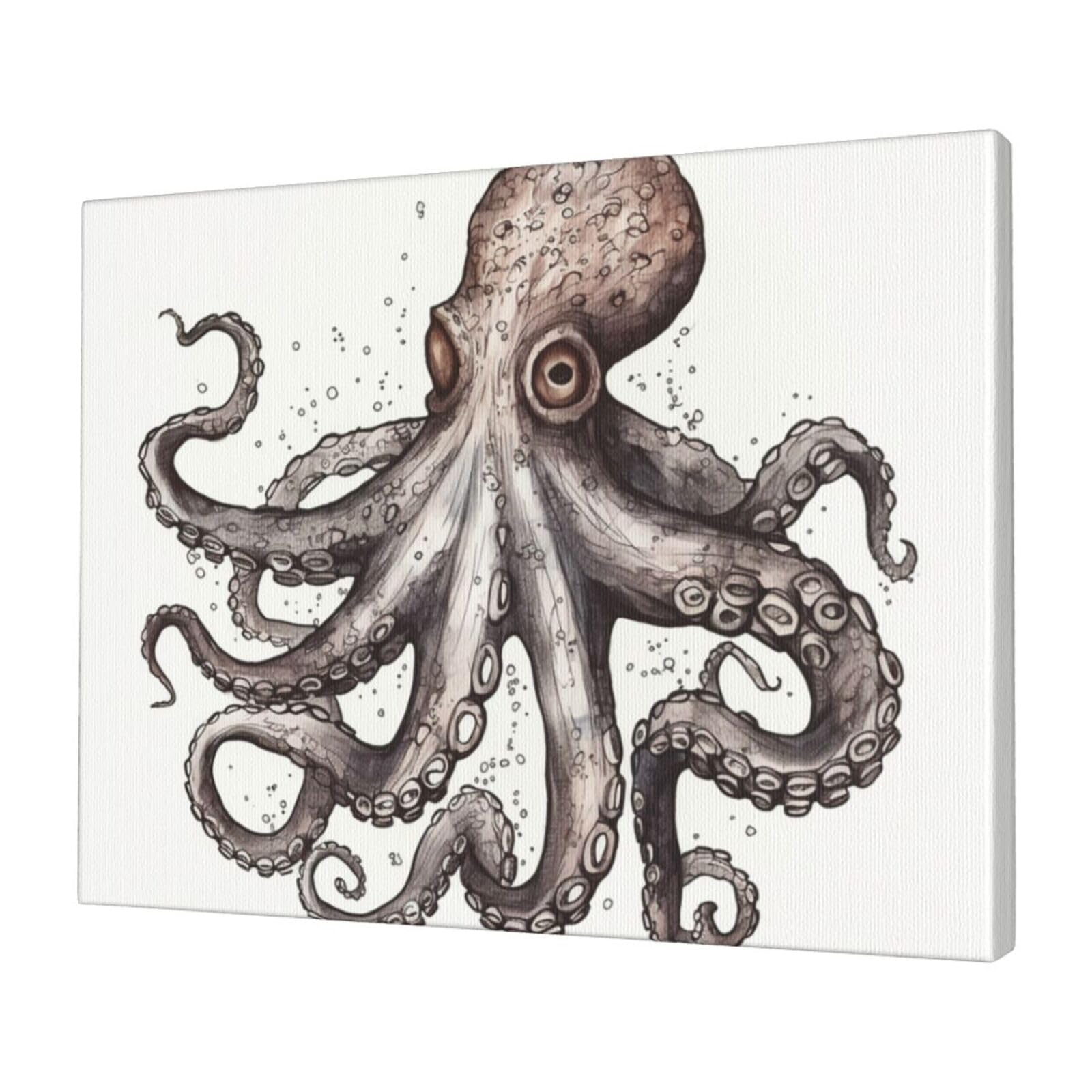 FodPand Canvas Wall Art for Living Room Wall Decor 12"x16" Modern Artwork Painting Pictures Hanging Canvas Prints Octopus Aesthetic Wall Art for Bedroom Bathroom Office Wallart Decor