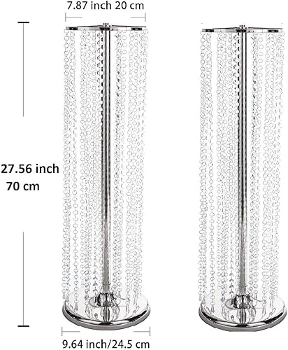 Miniatura 6 de Juego de 2 lujosos soportes de flores de cristal para centros de mesa de boda en el suelo, soporte de arreglo floral de metal alto, jarrón de flores