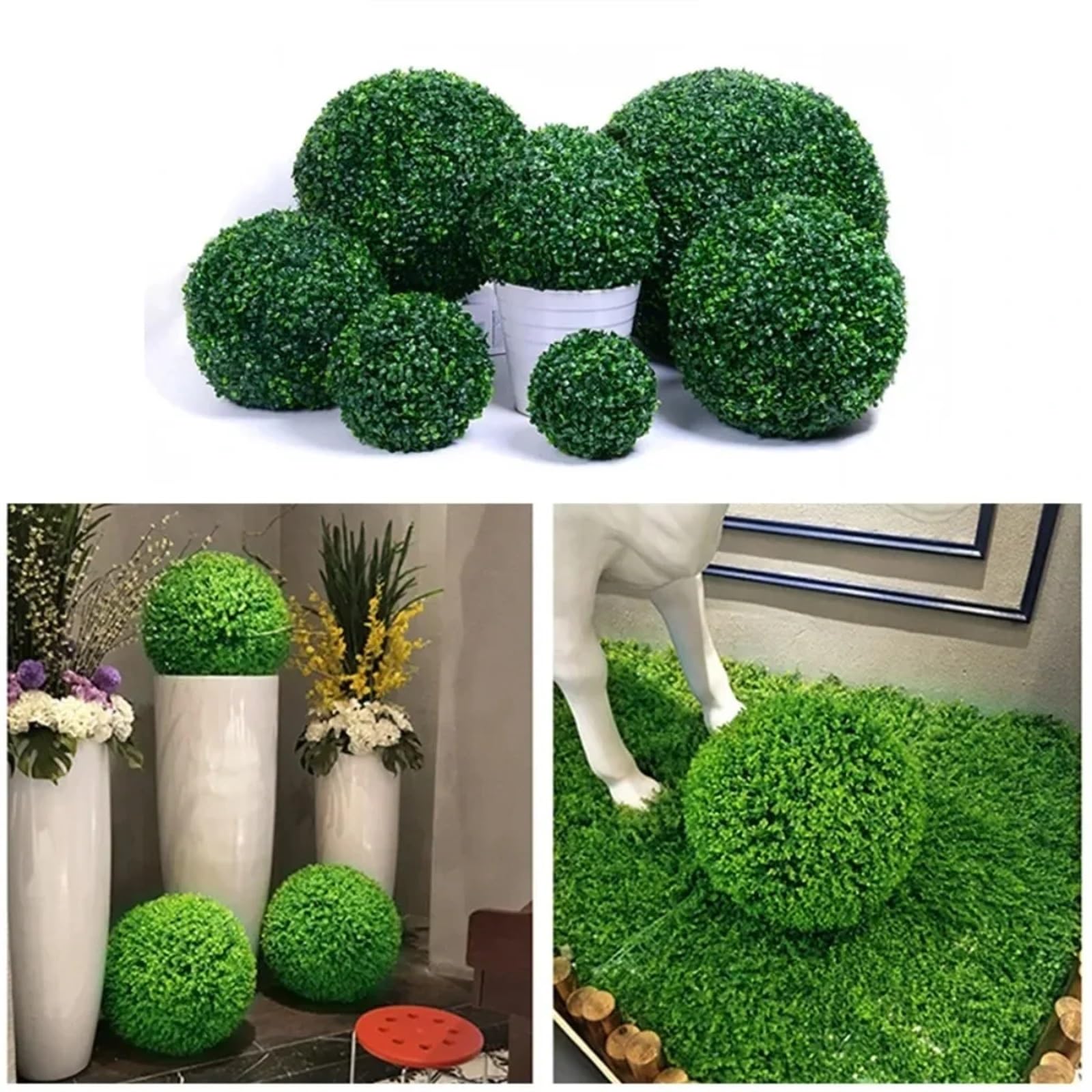 Boule De Buis Artificiel 1 pièce de Grande Boule de Plante Artificielle Verte, Arbre topiaire, buis, fête de Mariage, décoration extérieure de la Maison, Boule d'herbe en Plastique(50cm)
