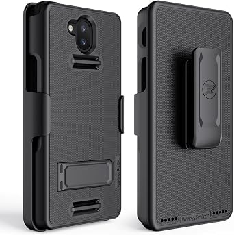 Case Compatible with Sonim XP10 XP9900, Shell Case and Belt Clip Holster Combo with Kickstand and Screen Protector Black